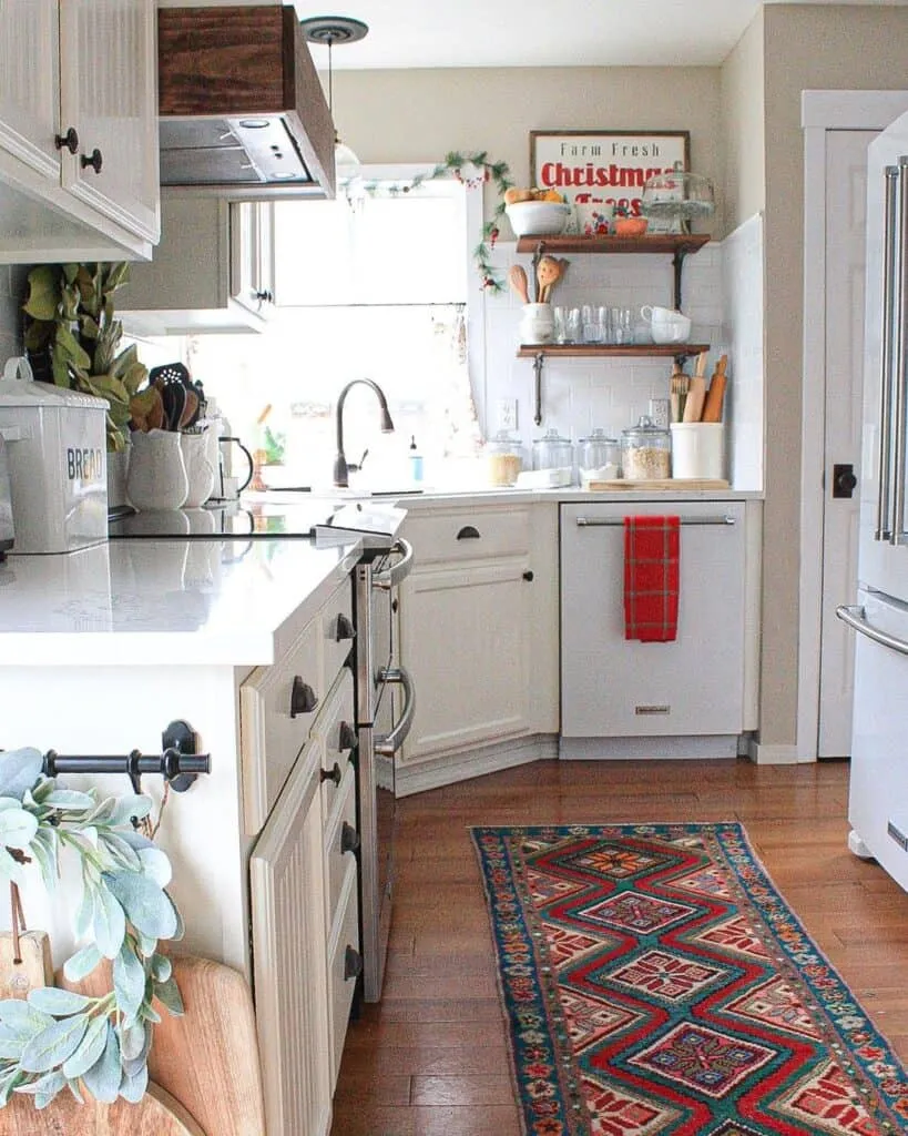 11743 green accents rustic kitchen